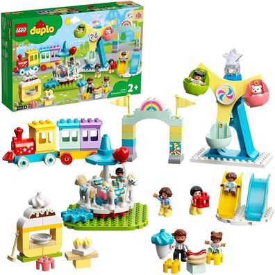 LEGO 10956 DUPLO Erlebnispark, Kinderspielzeug ab 2 Jahre mit Jahrmarkt und Zug ...