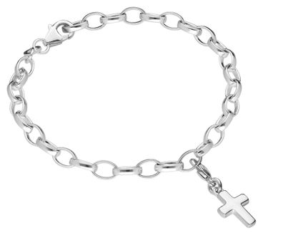 trendor Schmuck Armband für Charms 925 Silber Starterband mit Kreuzchen 41806