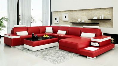 Designer Sofa Couch Ecksofa + Hocker Polster Garnitur Wohnlandschaft U-Form Neu