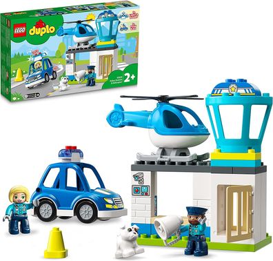 LEGO 10959 DUPLO Polizeistation mit Hubschrauber, Polizeiauto und Steine, Polizei-...