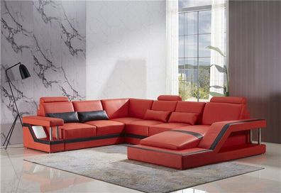 Design Couch Luxus Couchen Leder Sofa Sitz Eck Garnitur Polster Ecke Couch Rote