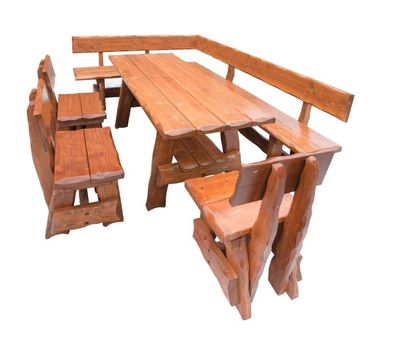 Sitzgruppe Essgruppe Garten Möbel Holz 5tlg. Set Tisch Bank Stuhl Eckbank Massiv