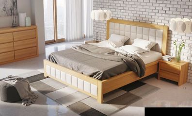 Schlafzimmer 3 tlg. Set Bett 2x Nachttisch Konsole Betten Doppel Hotel Polster