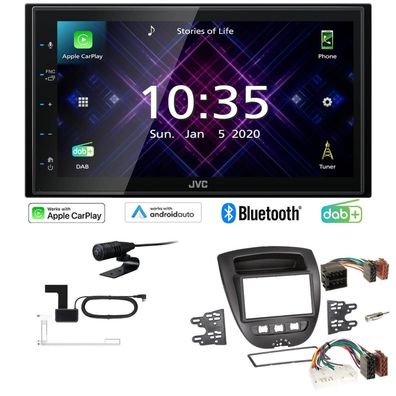 JVC Autoradio Apple CarPlay Android Auto DAB+ für Citroen C1 2005-2014 schwarz