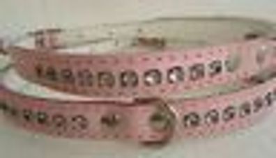 Hundehalsband - Halsband, Halsumfang 26,5-31,5 cm, LEDER + Strass + ROSA, (18.01)
