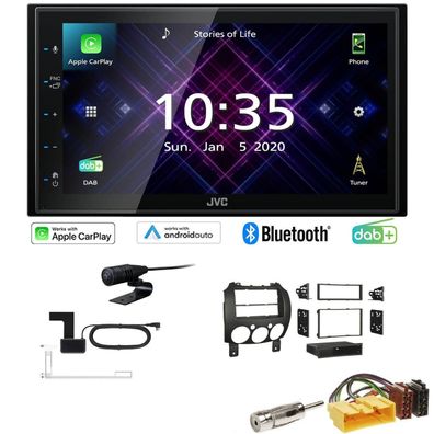 JVC Autoradio Apple CarPlay Android Auto DAB+ für Mazda 2 ab 2007 in schwarz