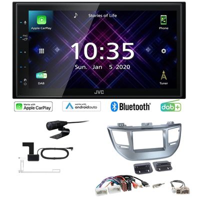 JVC Autoradio Apple CarPlay Android DAB+ für Hyundai Tucson ab 2015 in silber