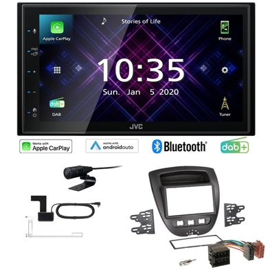 JVC Autoradio Apple CarPlay Android DAB+ für Peugeot 107 2005-2014 in schwarz