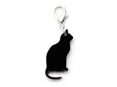 Katze Charm Anhänger Bettelarmband Miniblings Charms Cat Acrylglas schwarz sitzt