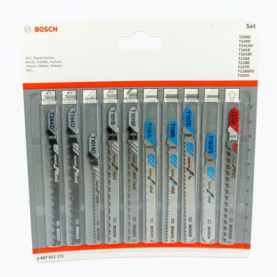 Bosch 10-tlg. Stichsägeblatt-Set All in One (für Holz, Metall, PVC, T-Schaft)