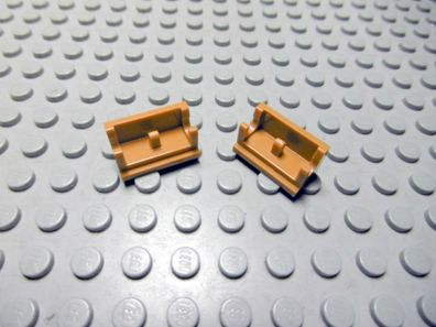 Lego 2 Scharniere Unterteile 1x2 Medium Nougat 3937