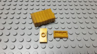 Lego 10 Konverter Fleisen mit Noppe 1x2 Pearl Gold Nummer 15573
