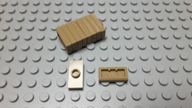 Lego 10 Konverter Fleisen mit Noppe 1x2 Dunkeltan Nummer 15573