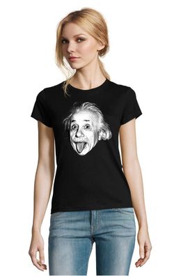 Blondie & Brownie Damen Fun T-Shirt Einstein Zunge Genius Genie Sheldon Albert