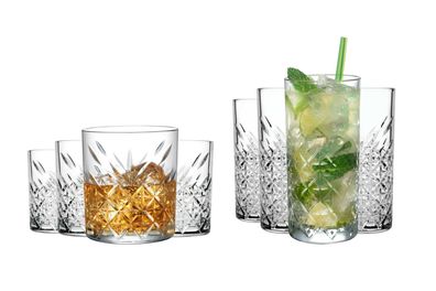 Pasabahce Glas Kristall 4x Whisky Gläser (250ml) und 4x Longdrink Gläser (250ml)