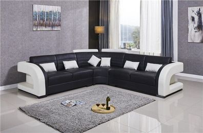 Garnitur Wohnlandschaft L-Form Neu Designer Sofa Couch Ecksofa + Hocker Polster