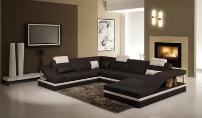Designer Couch U Form Ecksofa Polster Couch Leder Garnituren Wohnlandschaft Neu