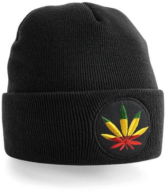Blondie & Brownie Herren Damen Unisex Mütze Cannabis Reggae Stick Beanie Weed