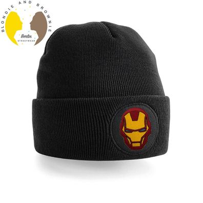 Blondie & Brownie Herren Damen Unisex Mütze Iron Man Beanie Stick Superheld Hulk