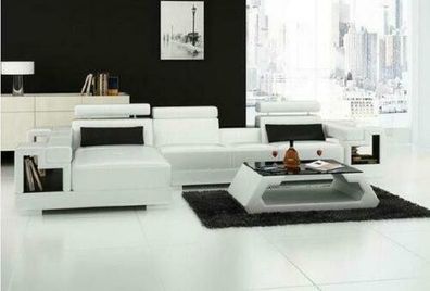 Luxuriöse Leder Sofa Eckcouch Polster Eckgarnitur + Couchtisch 2tlg. Set Couch