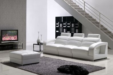 Dreisitzer Sofa Couch Polster Couchen Sofas 3 Sitzer mit Hocker Garnitur Polster