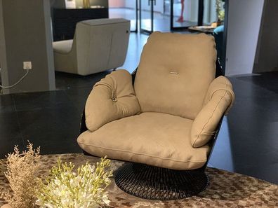 Sessel Club Lounge Design Lehn Stuhl Polster Sofa 1 Sitzer Fernseh Leder Drehbar