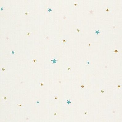 Rasch Tapete Bambino 245219 kleine Sterne gelb türkisblau grün auf weiß stylisch