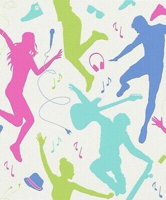Rasch Vliestapete Kids&Teens 458602 Musik Tanz junge Leute buntes Leben