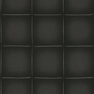Rasch Vliestapete Cosmopolitan 576672 stylische Lederoptik schwarz Karodesign 3D