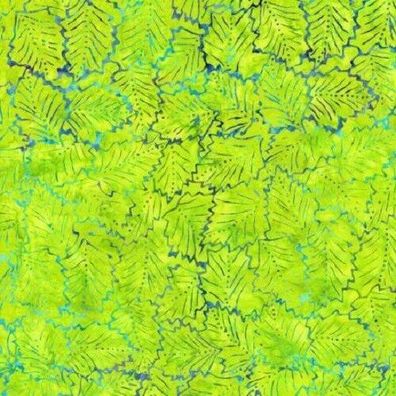 Meterware, ab 0,5 m: Tonga Batik Gumdrop "Neon Stamped Leaves", 112 cm breit