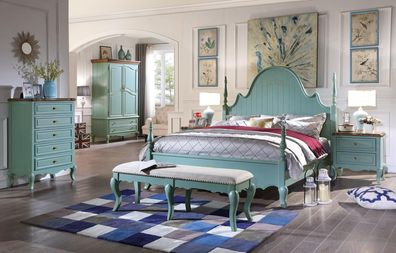 Luxus Schlafzimmer Bett Echtes Holz Möbel Holz Betten landhaus stil Doppel neu