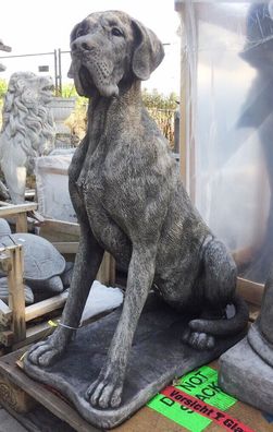 Hund Dänische Dogge sitzend XXL 102cm hoch Deutsche Dogge Steinfigur Englischer