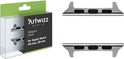 Artwizz Watch Adapter 2 x Adapter für Apple Watch 38/40 mm, Edelstahl, silber
