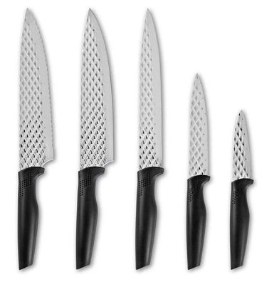 Gourmetmaxx Chef-Messerset Diamant-Optik 5 Messer für Fleisch Brot Fisch Edelstahl