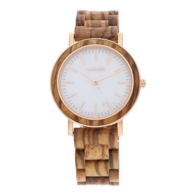 LAiMER Damen Uhr 0072 Leona Zebranoholz mit Marmor