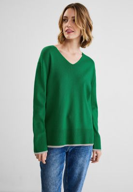 Street One Pullover mit V-Ausschnitt in Brisk Green