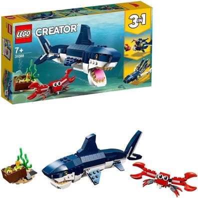 LEGO 31088 Creator Bewohner der Tiefsee, Spielzeug mit Meerestieren Figuren: Hai, ...