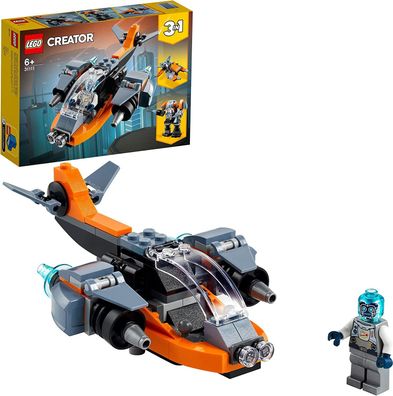 LEGO 31111 Creator 3-in-1 Cyber-Drohne - Cyber-Mech - Hoverbike, Set mit Roboter-M...