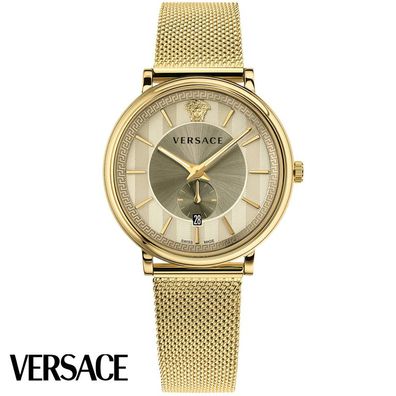 Versace VBQ070017 V-Circle gold Edelstahl Armband Uhr Herren NEU