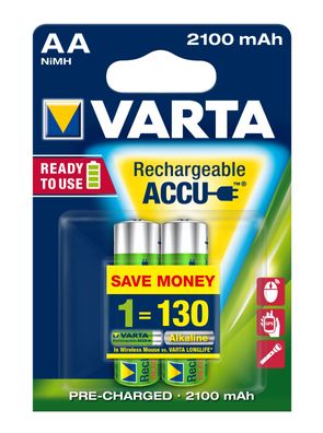 VARTA Battery Recharge 2xAA 210mAh CR2016 BB2027