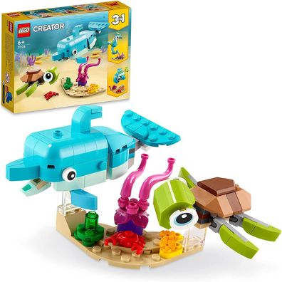 LEGO 31128 Creator 3-in-1 Delfin und Schildkröte, Seepferdchen, Fisch, Figuren ...