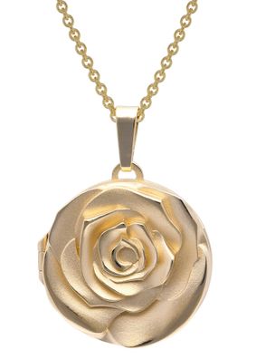 trendor Schmuck Halskette mit Rosen-Medaillon Gold auf Silber 925 15068