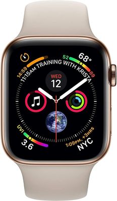Apple Watch Series 4 GPS + LTE 40mm Edelstahl Gold Sportband Steingrau Neuware
