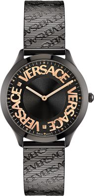 Versace VE2O00622 Logo Halo schwarz roségold Edelstahl Damen Uhr NEU