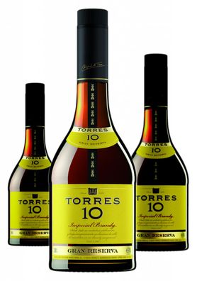 3 x Torres 10 Brandy Gran Reserva