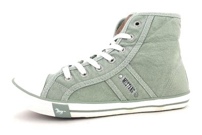 Mustang Damenschuhe Schnürschuhe Sportive Sneaker high Grün Freizeit