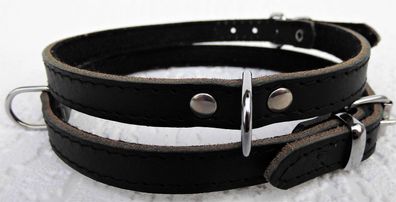 Halsband - Hundehalsband, Halsumfang 26-30cm/10mm, LEDER + Schwarz Kl. Hunde