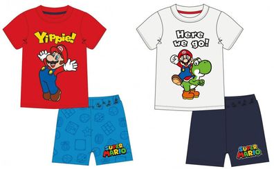 Nintendo Super Mario Schlafanzug Pyjama Set kurz 110 116 128 140 152
