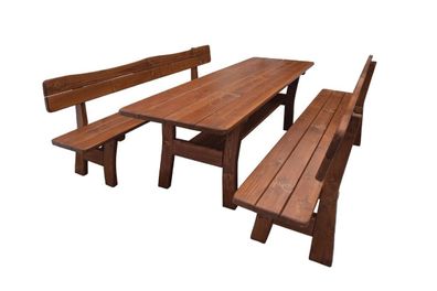 Eckbank Sitzgruppe Essgruppe Garten Möbel Holz 3tlg. Set Tisch Bank Stuhl Massiv