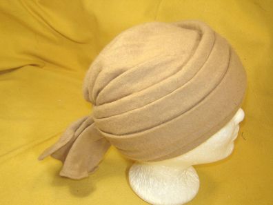 Einzelstück Turban Angorawollstrick camel beige Strickturban mit Innenfutter p ZB1